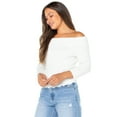 thumbnail image 4 of Celebrity Pink Women's Off Shoulder Scalloped Edge Sweater, Sizes XS-XXXL, 4 of 6