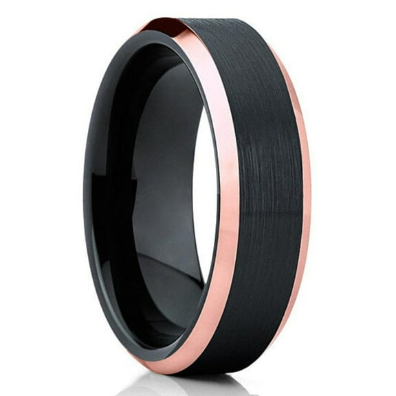 6mm Rose Gold Tungsten Ring,Engagement Ring,6mm Wedding Ring,Black Tungsten Ring,Anniversary Ring,Brush Wedding Ring