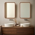 thumbnail image 6 of Magnifique Rectangle Arc Wall Mirror with Wood Frame for Bathroom Vanity 20" x 30",Walnut, 6 of 8