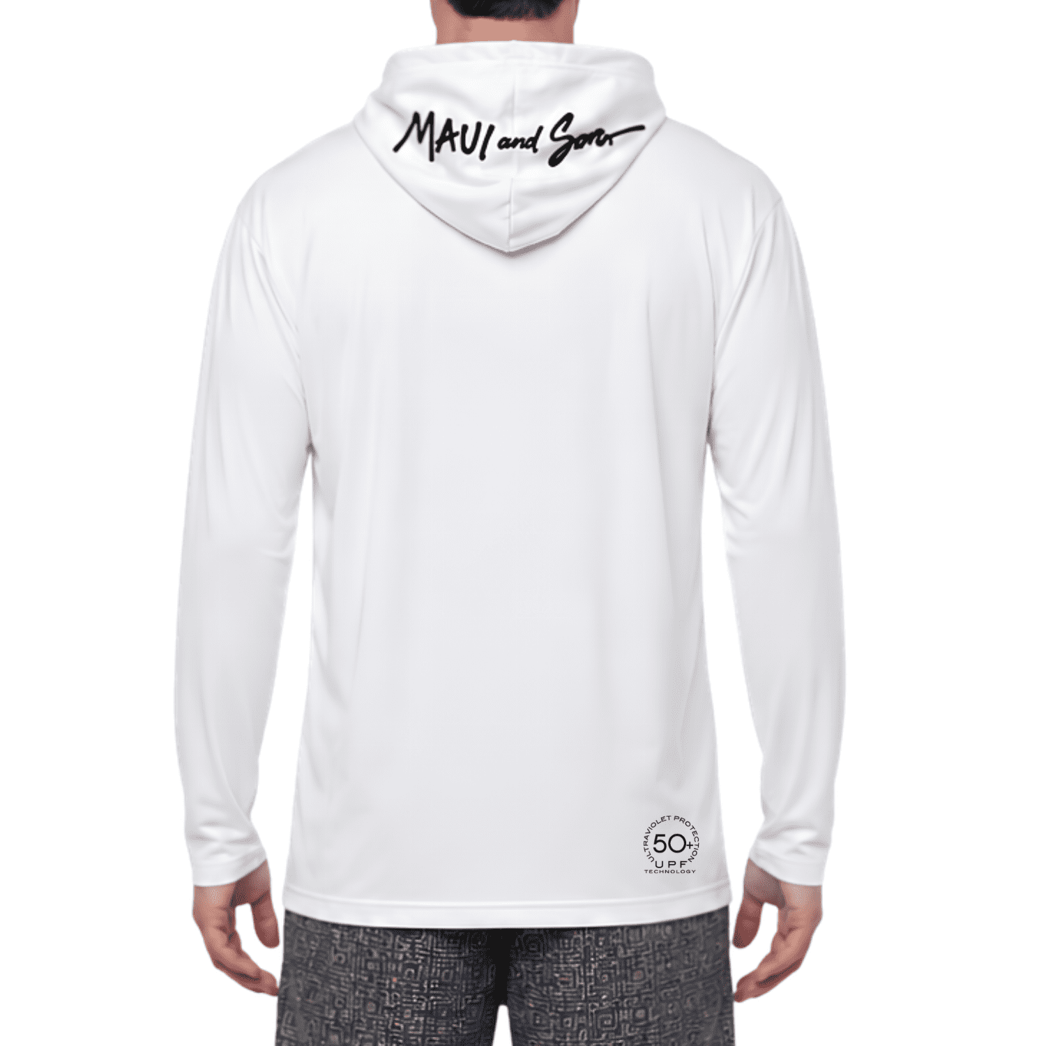 Maui and Sons Classic Cookie White Hooded Long Sleeve Sun Shirt for Men Made With 50+ UPF Protection Moisture Wicking Fabric Designed for Everyday Comfort