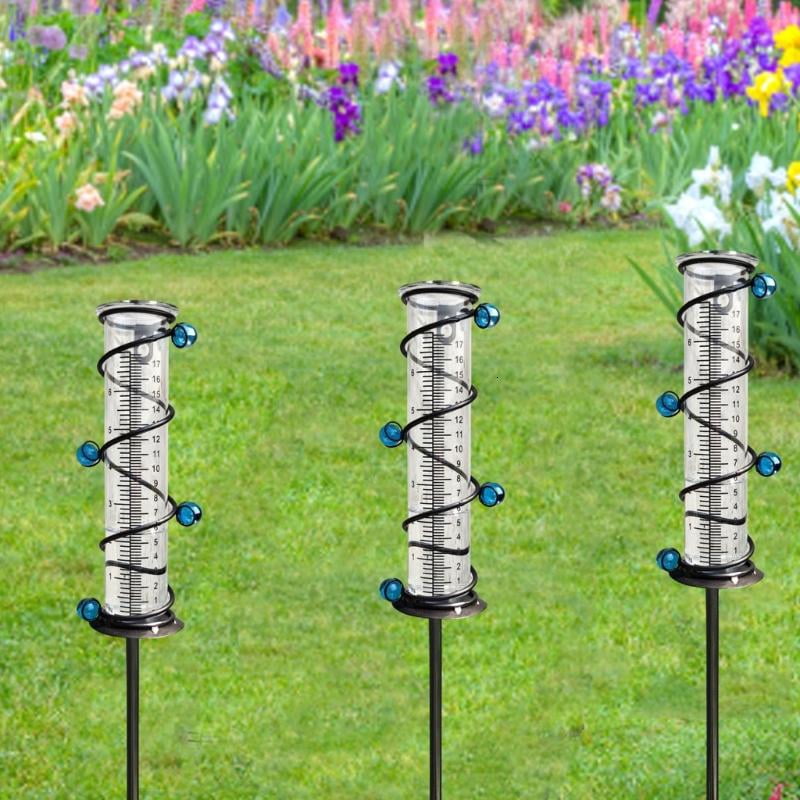 ANXPTIME Metal Frame Rain Measuring Device With Scale Marking For Patios and Backya