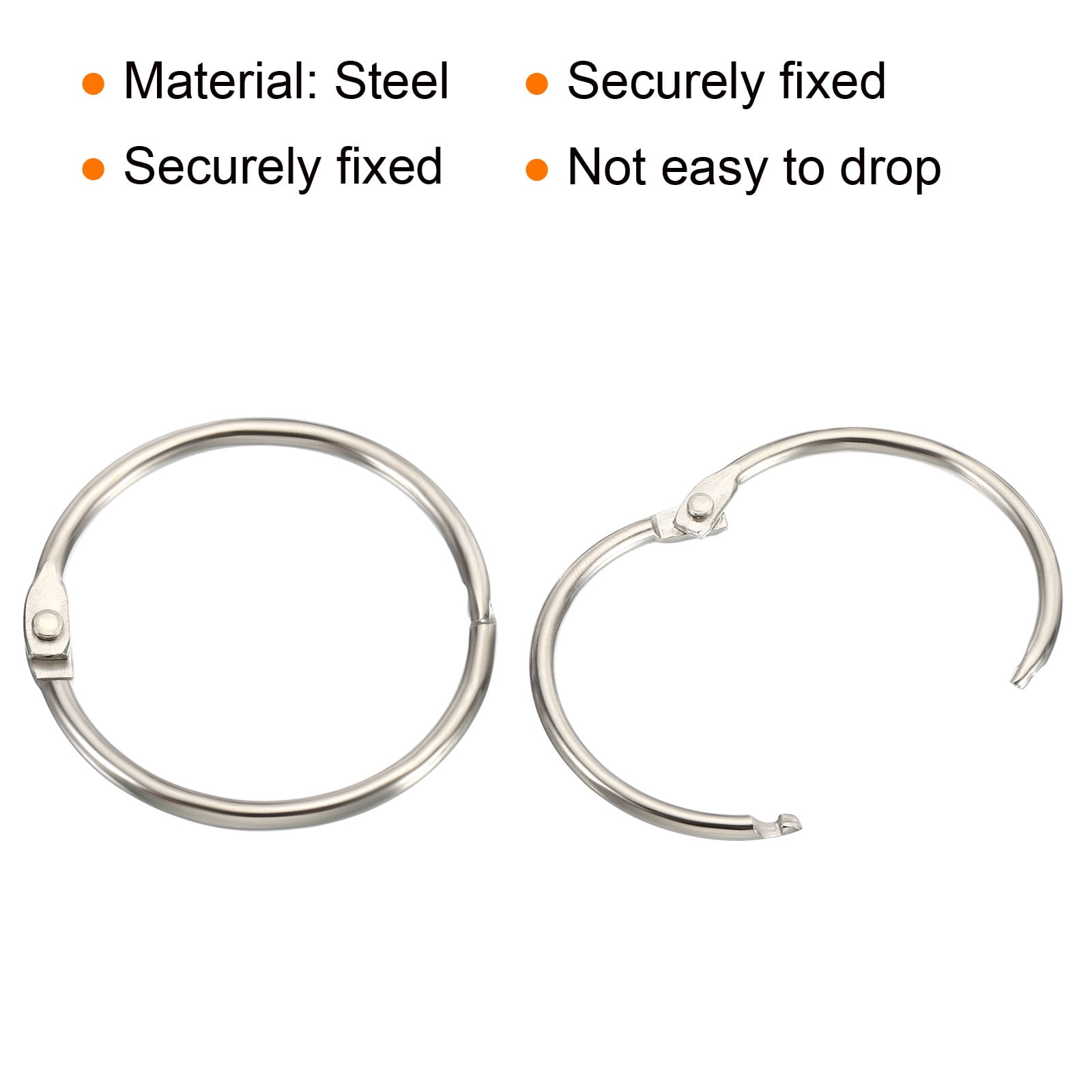 Lind Kitchen 50-Pack 1.5 Inch Book Rings – Metal Loose Leaf Binder Rings For Scrapbooks, Albums, Keys, DIY Projects – Black, 38mm - View #7