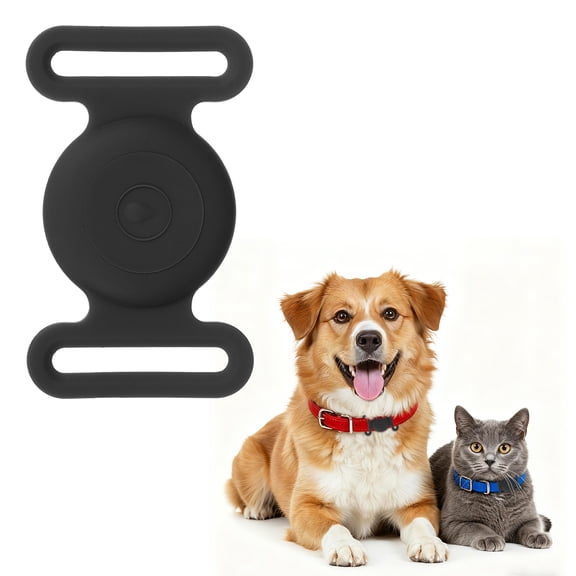 Uxcell Dog Collar Tag, Dog Tracker Holder Silicone Tag Protective Case Waterproof Cat Collar Holder, (Black), Intended for Pet Puppies Kittens Tracking Accessories