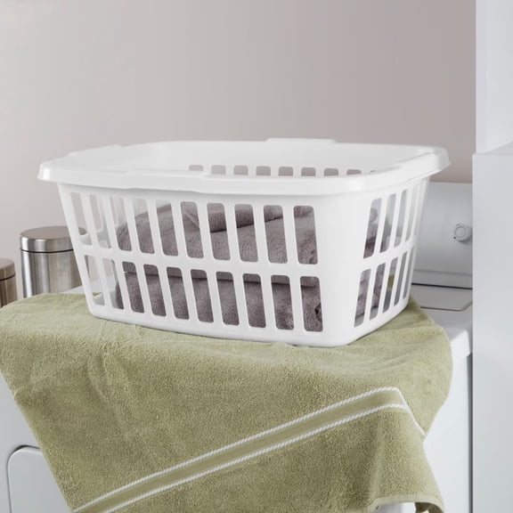 1.5bu Laundry Basket White - : Large Portable Clothes Hamper with Built-In Handles, 52.8L Capacity