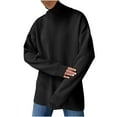 thumbnail image 2 of Bnwani Chunky Turtleneck Sweater Women Knit Solid Color Loose Long Sleeve Round Neck Black Women's Sweaters Size S(US:4), 2 of 7