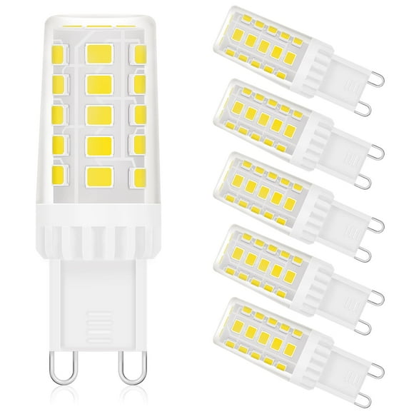 Energetic G9 LED Bulb Non-Dimmable, 40W T4 G9 Halogen Equivalent, 400LM G9 LED Bulb Daylight 5000K, G9 Loop Pin Base LED Bulbs for Chandelier Lighting, ETL Listed, 6 Pack