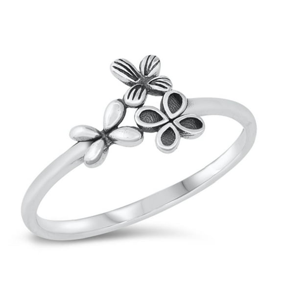 Butterfly Flower Nature Ring .925 Sterling Silver Band Jewelry Female Male Unisex Size 9