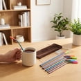 thumbnail image 4 of Set of 16 Reusable Stainless Steel Straws with Travel Case Cleaning Brush Silicone Tips Extra Long Metal Straws Drinking for 20 24 30 oz Tumbler, 4 of 8