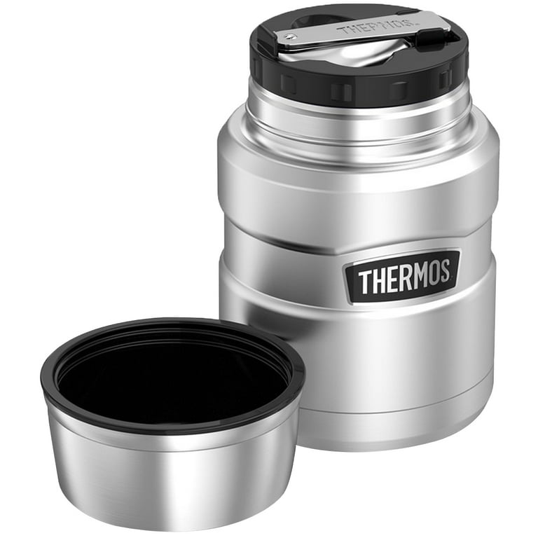 THERMOS Stainless King Vacuum-Insulated Food Jar with Spoon, 16 Ounce,  Matte Steel