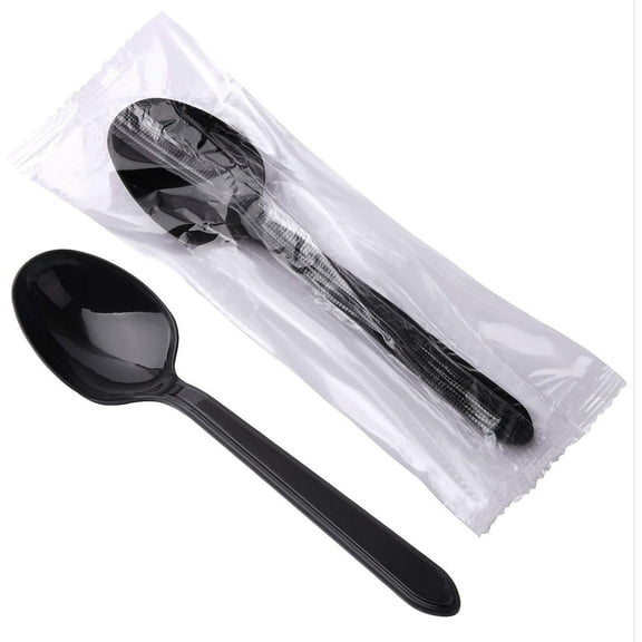 Plastic Spoons Individually Wrapped, 100pcs Heavy Duty Disposable Spoons Bulk - Ideal for Parties, Restaurants, Travel & Takeout