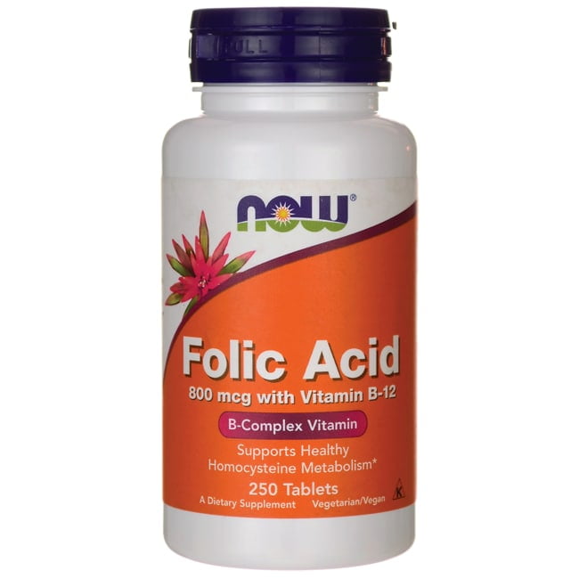 NOW Foods Folic Acid 800 mcg with Vitamin B-12 250 Tabs