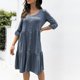 thumbnail image 2 of Vestido de botón de manga larga sexy de color sólido suelto con cuello redondo de mujer casual de moda Fridja NMB3025, 2 of 6