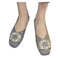 thumbnail image 3 of GEZHEN Pearl Rhinestone Slip On Flat Comfortable Shallow Mouth Women's Casual Shoes Breathable Single Shoes Non Slip Low Top Platform Shoes, 3 of 9