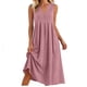 thumbnail image 2 of TaTaai Women's V-Neck Maxi Dress Sleeveless Linen Feel Solid Color Casual Pocket Detail Crinkle Texture Loose Fit Summer Gift, 2 of 5