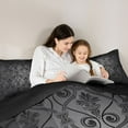 thumbnail image 5 of jejeloiu Vinatge Baroque Floral Queen Comforter Set,Boho Bohemian Theme Bedding Sets,Black Damsk Print Bedding Comforter Set For Men Women,Ultra Soft Home Decor Reversible,3pcs, 5 of 8