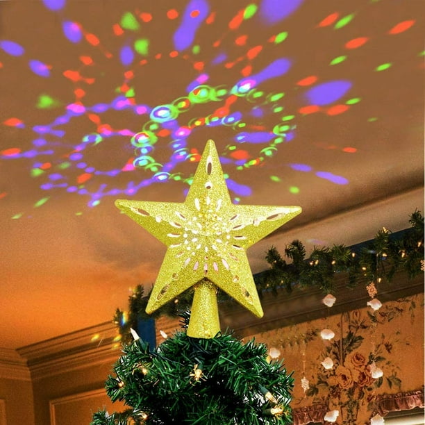 OurWarm Christmas Tree Topper Lighted Star Tree Topper Gold Christmas