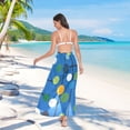 thumbnail image 7 of FORMRS Womens Long Sarong Beach Wrap Semi-Sheer Bikini Skirt Bathing Swimsuit Cover Up, Blue Abstract, 7 of 7