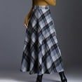 thumbnail image 2 of Women's Lattice Skirt Warm Elastic Waist Wool A-Line Pleated Tartan Winter Long Skirts, 2 of 13