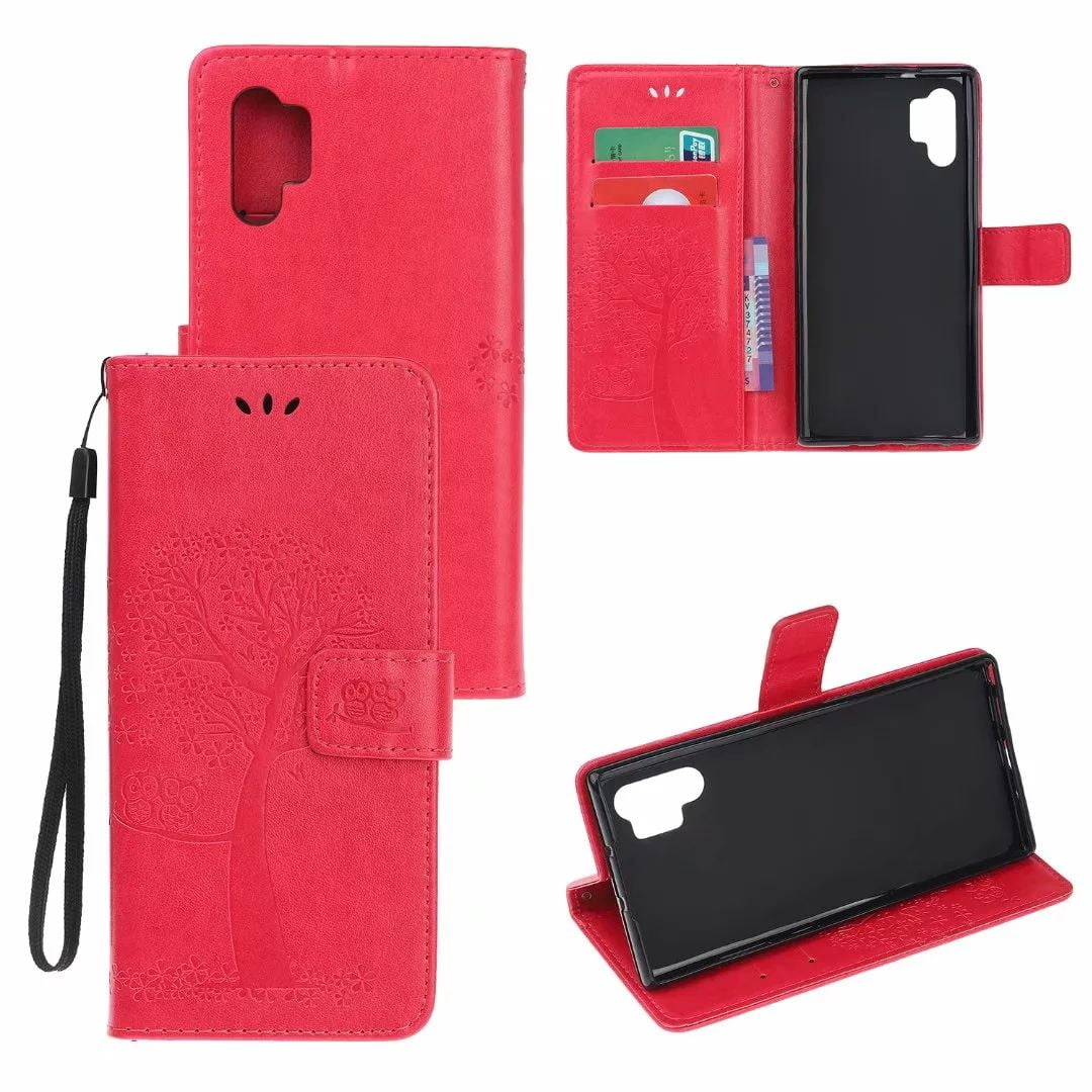 Galaxy Note 10 Case for Girls Women, Allytech PU Leather Tree Embossed