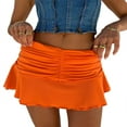 thumbnail image 2 of PENGXIANG Femmes Plissée Ourlet Couleur Unie Taille Élastique Jupe Courte, 2 of 9