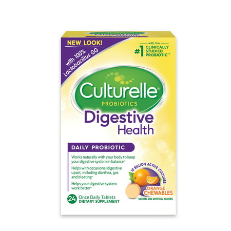 Culturelle Probiotics Digestive Health Orange Chewables Tablets, 24