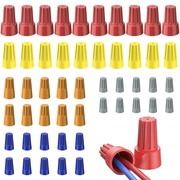 50Pcs Wire Nuts Wire Caps Electrical Wire Connectors for 10-22AWG Gauge Wire Electric Connectors for Wiring Twist Nuts A