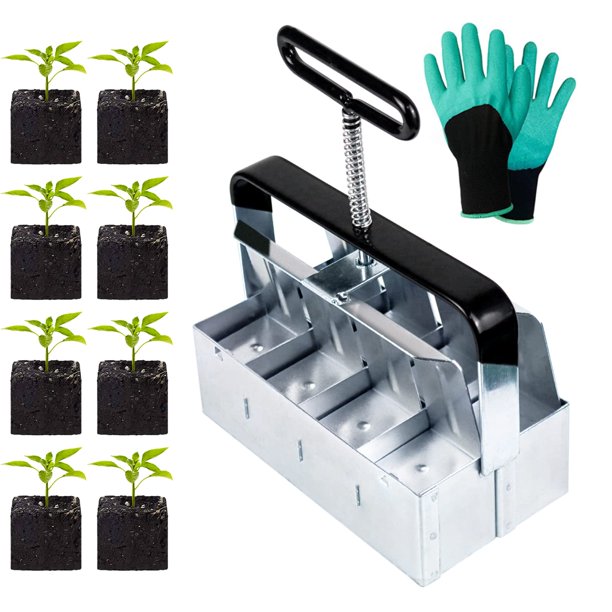 Soil Block Maker, 8 Soil Blocker 2 inch Manual Quad Soil Blocker Set
