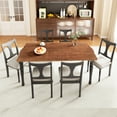 thumbnail image 4 of Harper & Bright Designs Vintage Extendable Dining Table Set for 6, Rectangle Rustic Farmhouse Kitchen Table Set with Removable Leaf and with 6 Chairs for Kictchen, Black+Brown, 4 of 17
