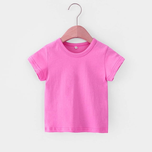 Puntoco Camiseta De Color Sólido De Manga Corta De Algodón De Verano Para Niños Y Niñas tops Capa Base Rosa 160, Regalo Para Mujeres
