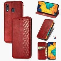 Galaxy A20 Wallet Case, Galaxy A30 Case, Dteck Premium PU Leather Flip Folio Wallet Case with Card Slot Magnetic Closure Case for Samsung Galaxy A20/A30 ,Red