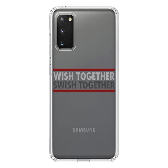 DistinctInk Clear Shockproof Hybrid Case for Galaxy S20 ULTRA / 5G (6.9" Screen) - TPU Bumper Acrylic Back Tempered Glass Screen Protector - Wish Together Swish Together Basketball