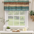 thumbnail image 2 of 2 Pack Teal Turquoise Wooden Valances for Windows Bedroom Living Room Window Treatments, Rustic Retro Farmhouse Western Country Rod Pocket Valance Drapes Short Kitchen Curtains Over Sink 60"x18", 2 of 8