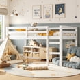 thumbnail image 3 of SESSLIFE Twin Size Loft Bed with Stairs, White Tall Solid Wood Loft Bed with Ladder and Guardrails for Boys Girls, No Box Spring Needed，Under Bed Storage, 3 of 8