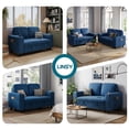 thumbnail image 4 of Linsy Home Plush Corduroy Pull Out Couch Chaise Lounge, Convertible Loveseat Sofa Couch With Usb & Cup Holder, Navy Blue, 4 of 9