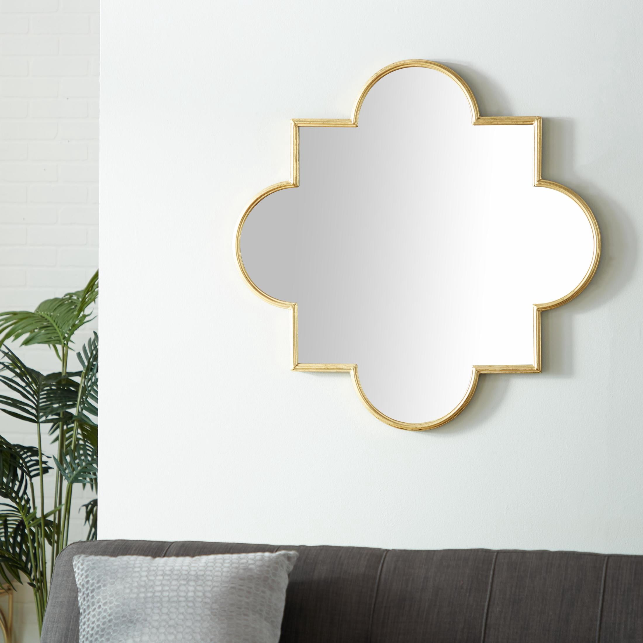 CosmoLiving by Cosmopolitan 34" x 34" Gold Quatrefoil Geometric Wall Mirror
