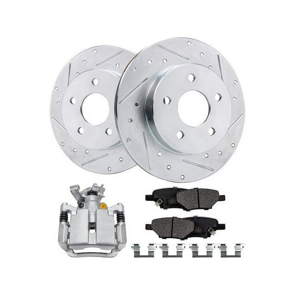 Rear Brake Pad Rotor and Caliper Set - Compatible with 2007 - 2009 Saturn Aura 2008