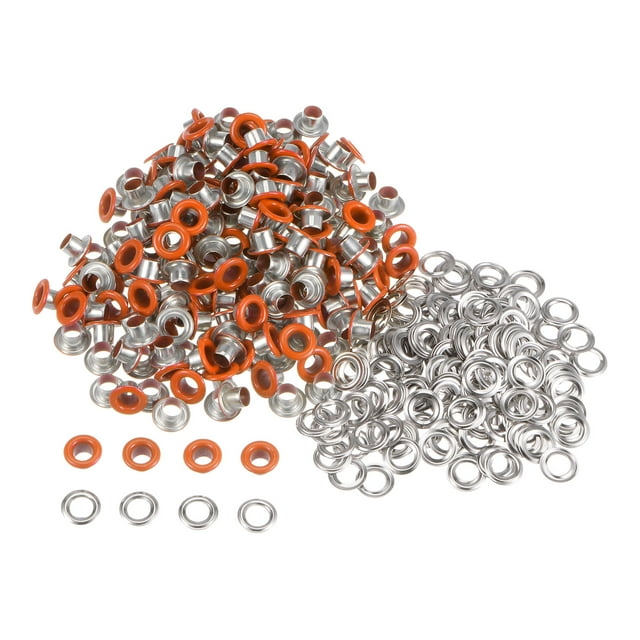 Unique Bargains 200set Grommets Kit Metal Eyelets 4mm 0.16' Grommet Tool for Shoes Clothes Belt Bag, Orange
