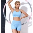 thumbnail image 3 of Traje de Yoga, conjunto de entrenamiento de gimnasio, ropa activa, chándal para mujer, conjunto de Yoga con pantalones cortos, Sujetador deportivo de realce, Top corto, pantalones cortos, 3 of 5