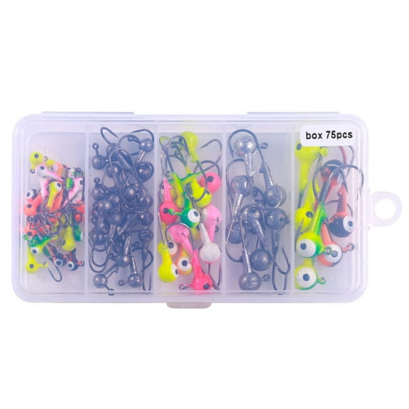 Fishing Lures Bass, 75pcs/box Fishing Hooks Set Barbed Jig Head Hooks For Soft Worm Fishing Fishhook, Freshwater Bass Fishing Lure Gear and Equipment, Christmas Birthday Holiday Gift for Men