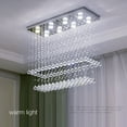 thumbnail image 5 of Modern Crystal Chandelier Rectangular Raindrop Chandelier Flush Mount Pendant Lighting Chrome Ceiling Light Fixture for Dining Rooms Kitchen Living Room, 5 of 8
