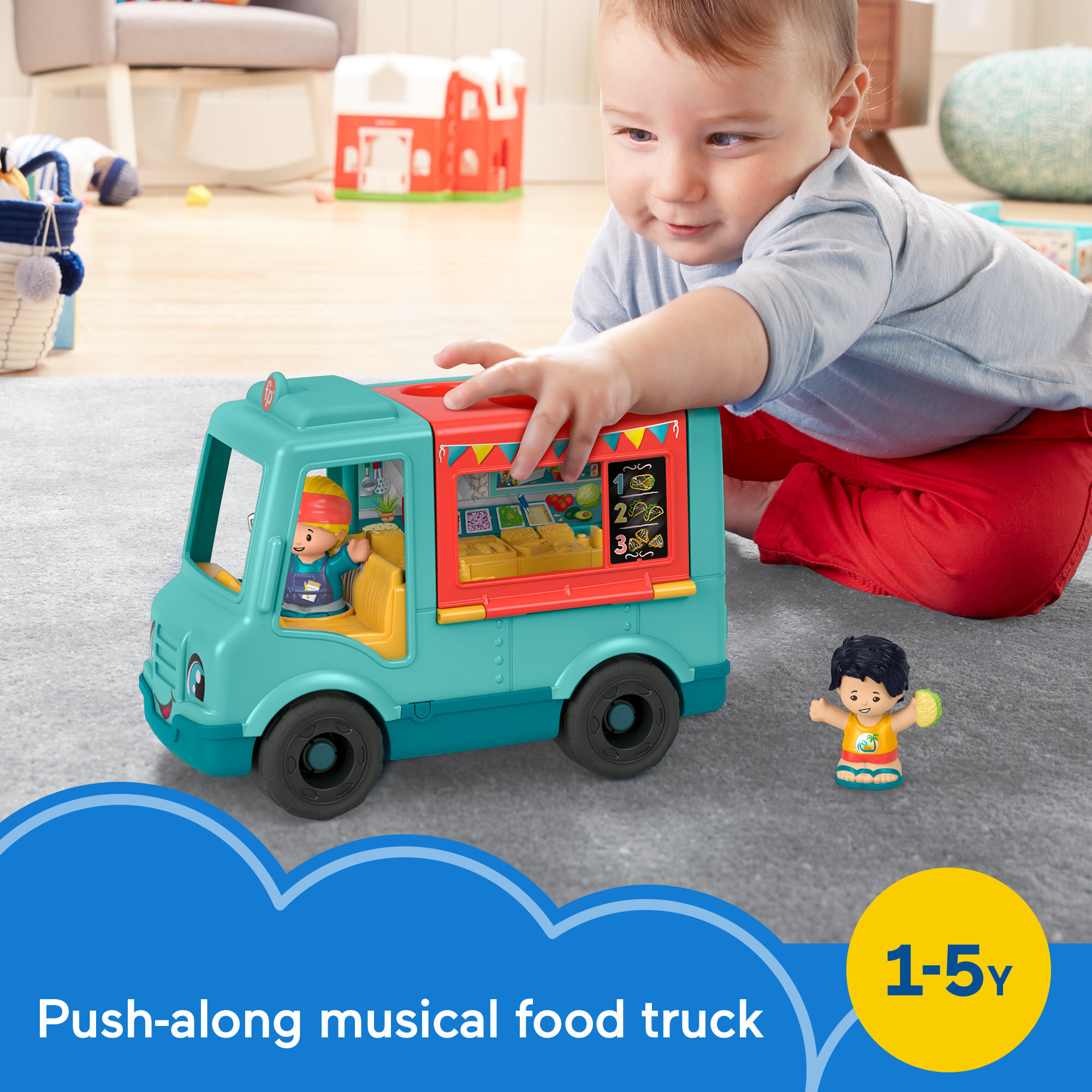 Fisher-Price Little People Serve It Up Food Truck Musical Toddler Toy with 2 Figures - image 2 of 6
