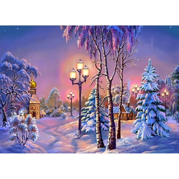 Pintura de diamante (DB2208) 5D DIY Square Snow Street Kit de punto de cruz Decoración 50x70cm FLhrweasw Nuevo