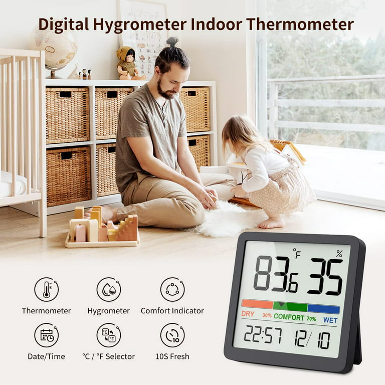 6 Pack Mini Small Digital Hygrometer Thermometer Indoor Temperature and  Humidity Meter Gauge with Temp Humidity Sensor Monitor Fahrenheit (℉) for