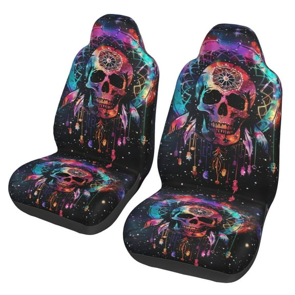 KAKALAD Galaxy Skull Dream Catcher Skull 05 Car Accessories Seat Covers Set Vehicle Seat Covers Universal Front Seats Protector 2 Pcs