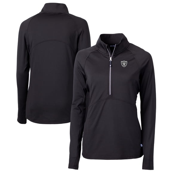 Women's Cutter & Buck Black Las Vegas Raiders Adapt Eco Knit Stretch Recycled Half-Zip Pullover Top