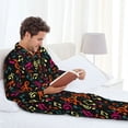 thumbnail image 6 of Fotbe Music Notes Pattern Long Sleeve Pajama Set for Men,Sleepwear Set,2-piece Loungewear Set,Soft PJs Comfy Nightwear with Pockets-X-Large, 6 of 7