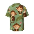 thumbnail image 2 of Naloa Monkeys Swinging from Palms Men's Loose Fit Cuban Collar Short-Sleeve Shirt with Button-down and Chest Pocket for Everyday Wear Outings - 3X-Large, 2 of 7