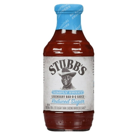 Stubb's Simply Sweet Reduced Sugar BBQ Sauce, 18 oz Barbecue Sauces (Pack of 2)