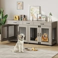 thumbnail image 4 of Indoor Dog Kennel Furniture - Large Double Crate with Storage for 2 Dogs, Eucalyptus 32, 4 of 8
