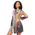 thumbnail image 3 of FORMRS Womens Long Sleeve Nightgowns Crew Neck Sleep Shirt Soft Pajamas Sizes S-3XL, Colorful Black, 3 of 8